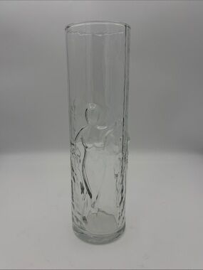 Libbey La Femme unique clear vintage art glass vase features 3 dancing women MCM